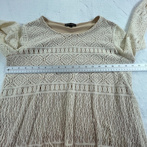 Jessica Max Lace Fringe Y2K Top Sz L Ivory Western Clean Girl Casual Stretch USA - Picture 7 of 12